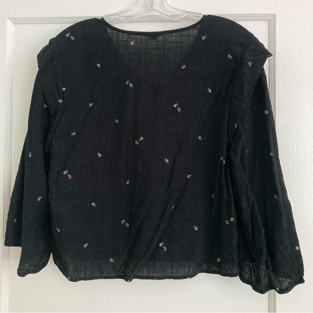 ANA Black Floral Women's top, M - Picture 2 of 2